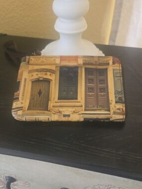 👜👛🌸Patricia Nash Yellow Brown Architectural Zip Wristlet